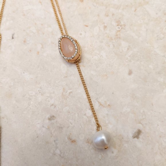 J. Crew Gold-plated Stone and Freshwater Pearl Drop Necklace - Picture 4 of 5